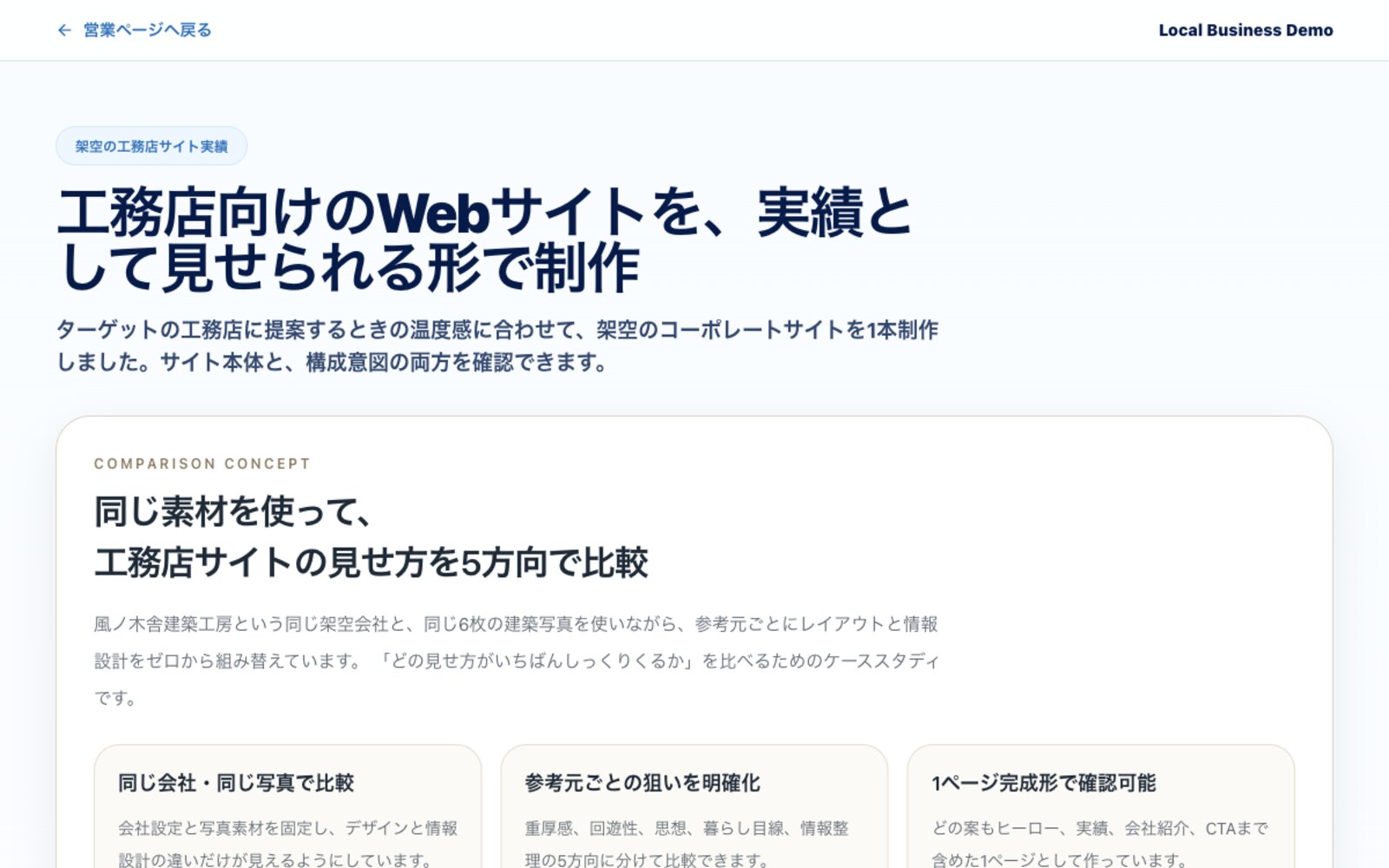 工務店向け ホームページ 制作の例